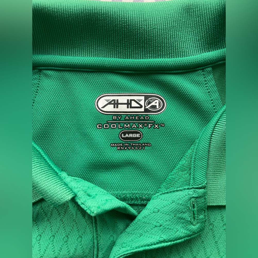 Ahd By Ahead Logo Men's Coolmax Fx Golf Polo Kelly Green Polo Shirt Size Large L - Picture 4 of 7